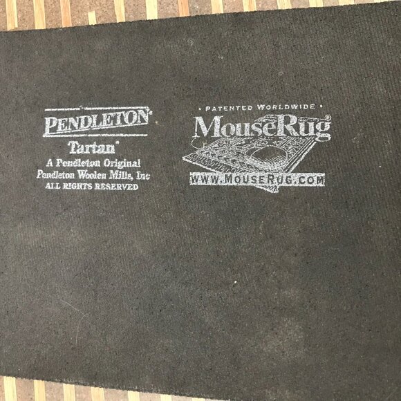 PENDLETON Green & Navy Blue Tartan Plaid Fringed Mouse Rug / Mousepad - Picture 3 of 3